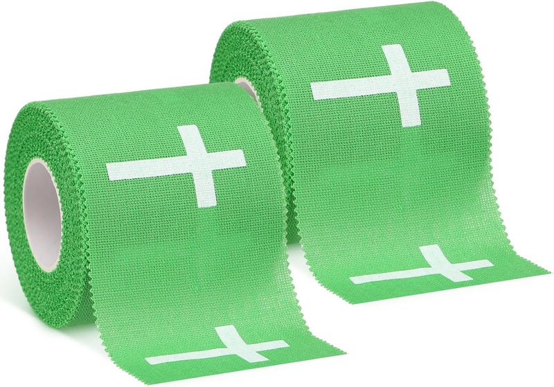 MiniInflat 2 Pcs Christian Cross Athletic Tape Sports Tape 2in x 23ft Religion Jesus Wrist Wrap for Soccer Football Baseball Gymnastics Christian Gift for Good Friday Easter(Green,Cross) - Image 1